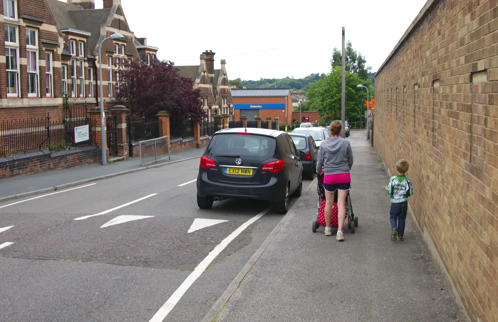 Isobel and Fred on Paul's Road, from Isobel's Race For Life, Chantry Park, Ipswich - 11th June 2014