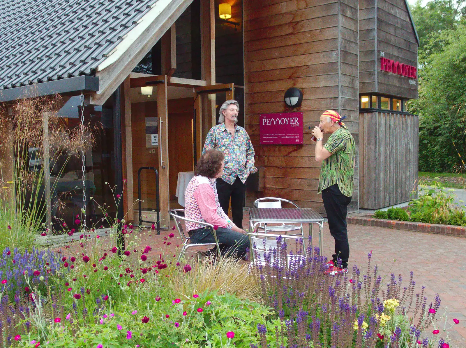 Max, Rob and Henry outside the Pennoyer Centre, from Railway Hell: A Pantograph Story, Chelmsford, Essex - 17th June 2014