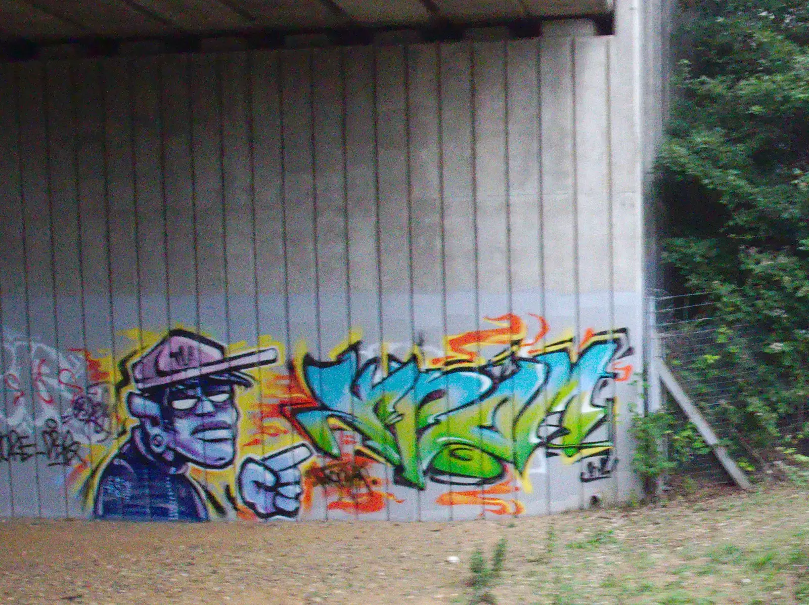 Some groovy graffiti under a road bridge, from Railway Hell: A Pantograph Story, Chelmsford, Essex - 17th June 2014