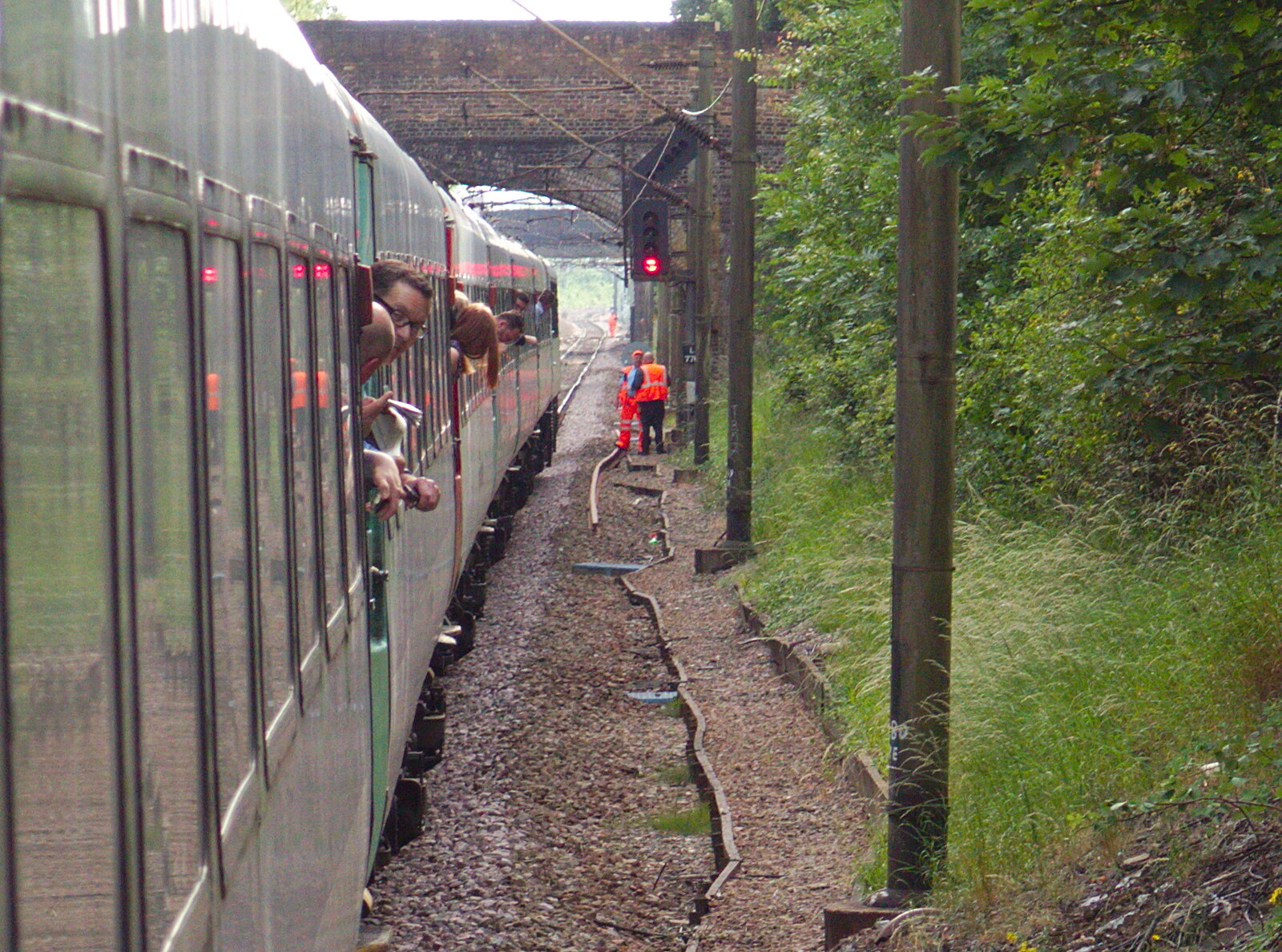 Network Rail staff look for the lost pantograph from Railway Hell: A Pantograph Story, Chelmsford, Essex - 17th June 2014