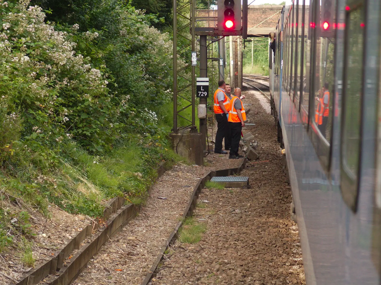 There's a discussion by the guard's van, from Railway Hell: A Pantograph Story, Chelmsford, Essex - 17th June 2014