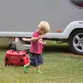 Harry hauls his Trunki around, A Weekend in the Camper Van, West Harling, Norfolk - 21st June 2014