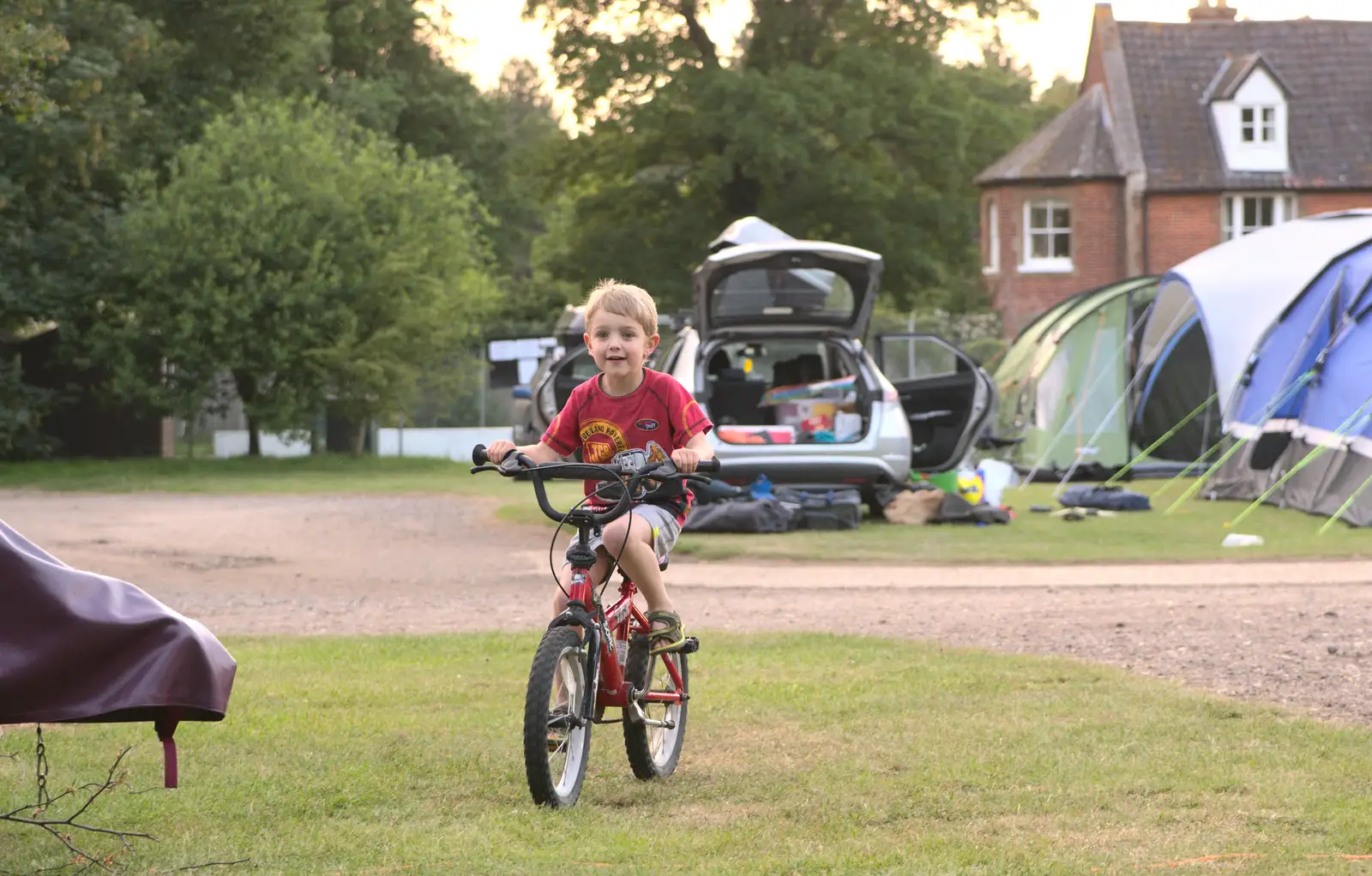 Fred cycles about, from A Weekend in the Camper Van, West Harling, Norfolk - 21st June 2014