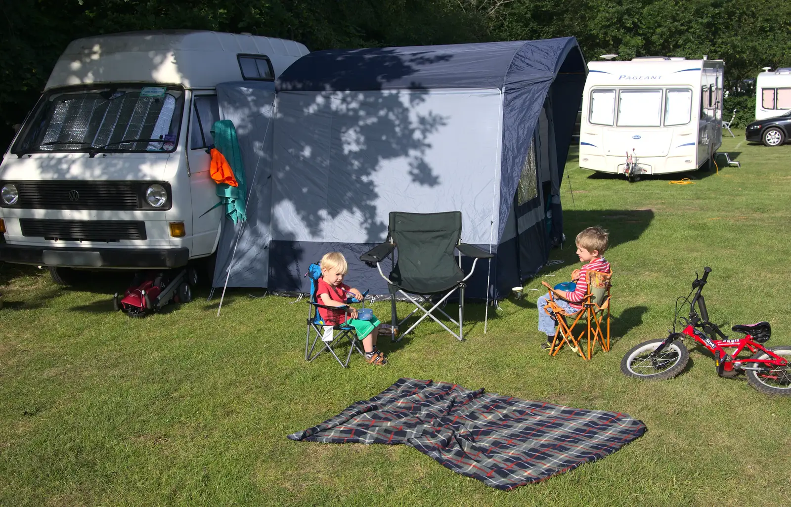 The boys and the van, from A Weekend in the Camper Van, West Harling, Norfolk - 21st June 2014