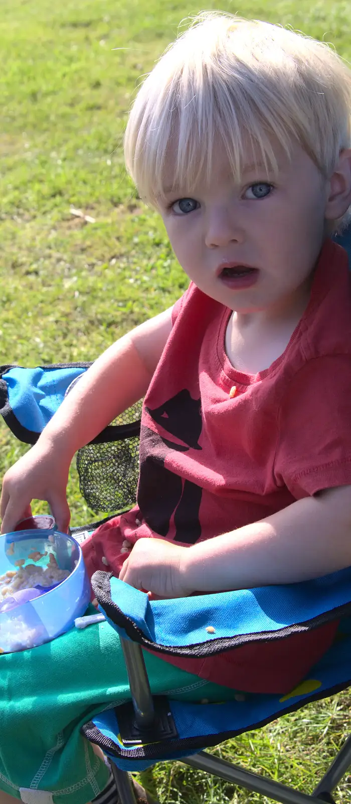 Harry eats cereal, from A Weekend in the Camper Van, West Harling, Norfolk - 21st June 2014