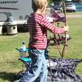 Fred roams around with a home-made bow and arrow, A Weekend in the Camper Van, West Harling, Norfolk - 21st June 2014