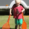 Harry's found a couple of tennis bats, A Weekend in the Camper Van, West Harling, Norfolk - 21st June 2014