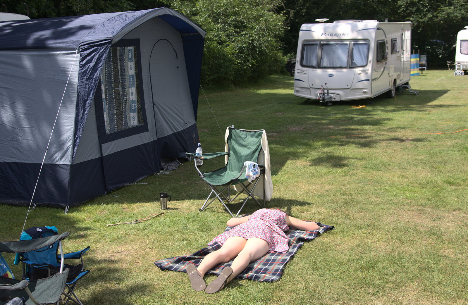 Isobel gets some sun from A Weekend in the Camper Van, West Harling, Norfolk - 21st June 2014