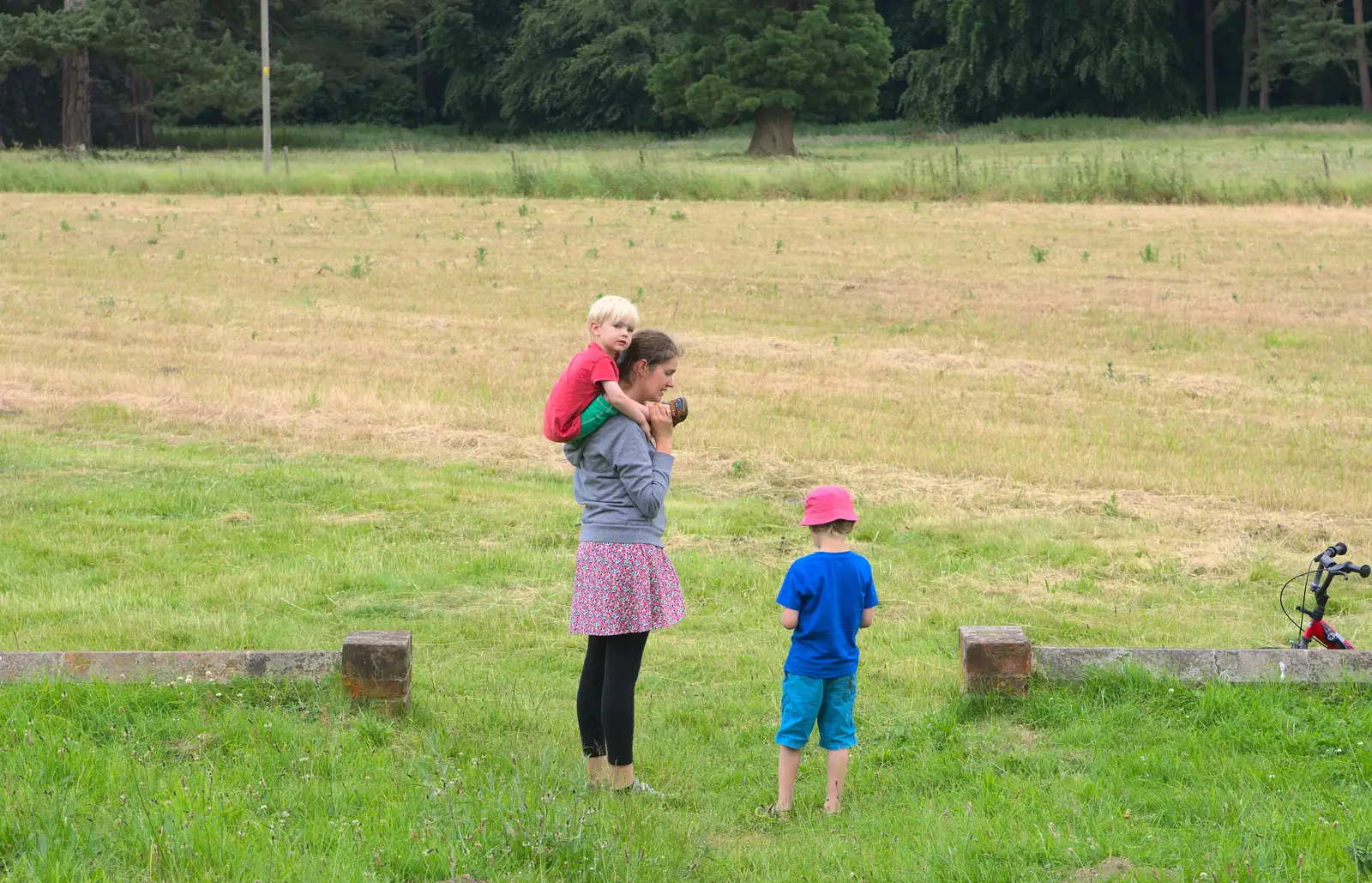 Harry gets a piggy back, from A Weekend in the Camper Van, West Harling, Norfolk - 21st June 2014