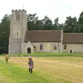 Isobel and Harry wander across the field, A Weekend in the Camper Van, West Harling, Norfolk - 21st June 2014