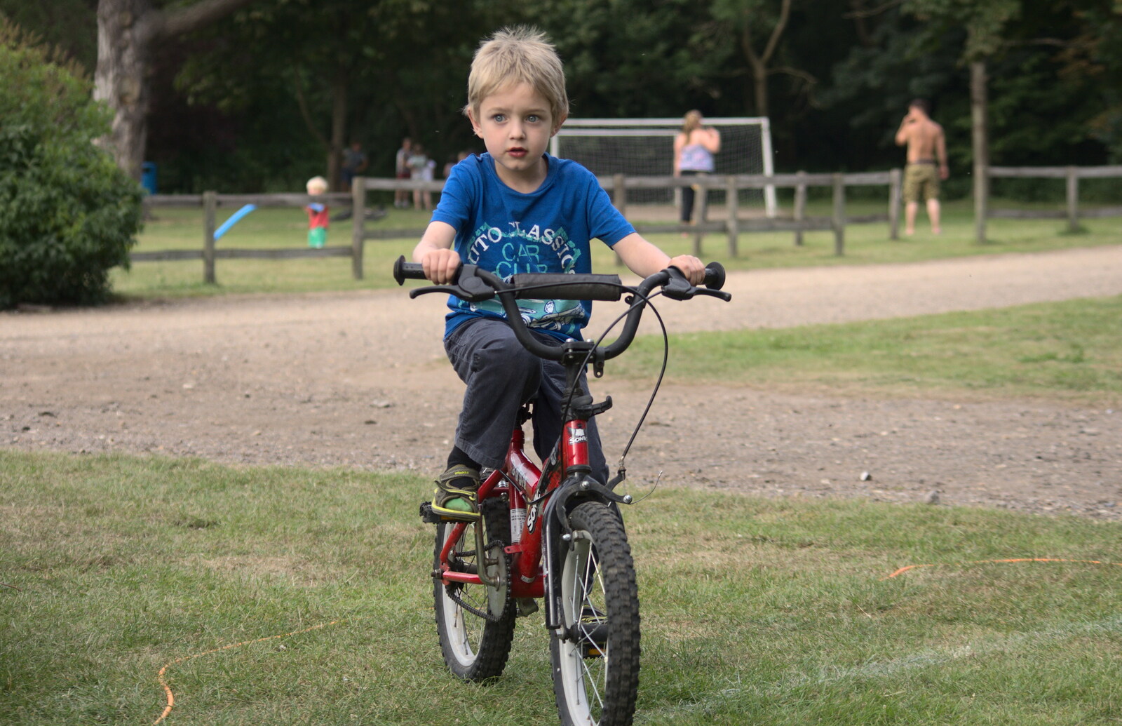 Fred on his bike again from A Weekend in the Camper Van, West Harling, Norfolk - 21st June 2014