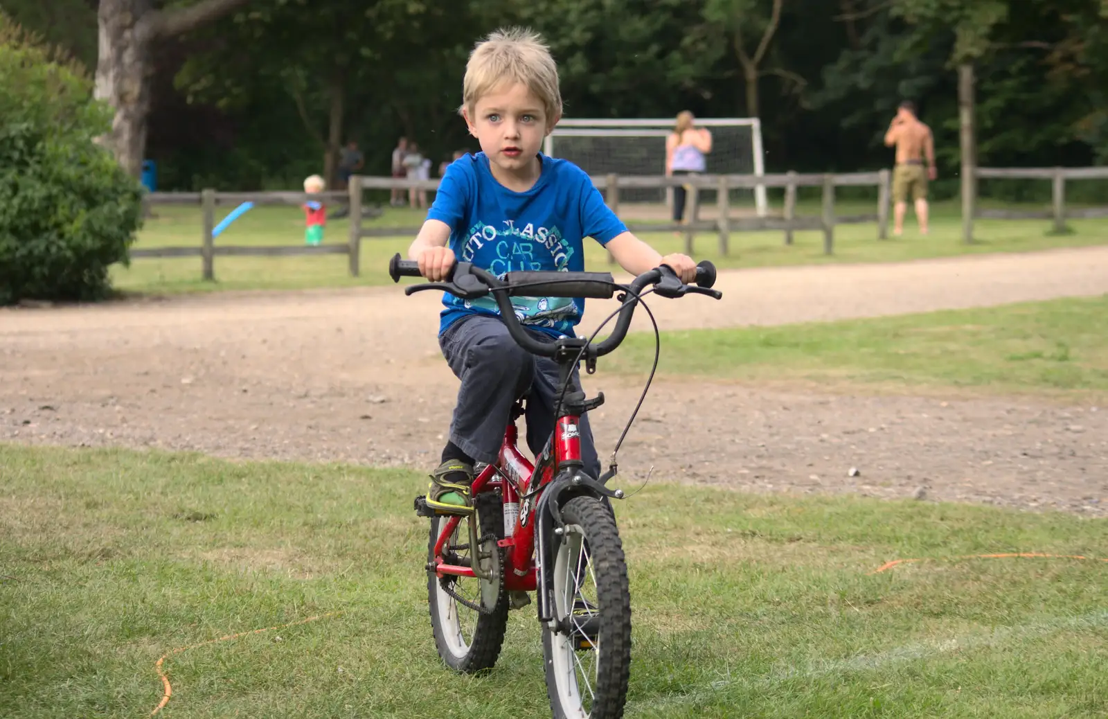 Fred on his bike again, from A Weekend in the Camper Van, West Harling, Norfolk - 21st June 2014