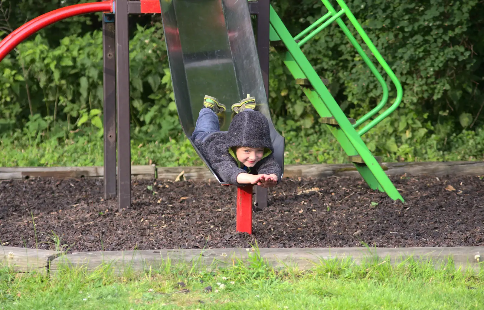 Fred has a slide, from A Weekend in the Camper Van, West Harling, Norfolk - 21st June 2014