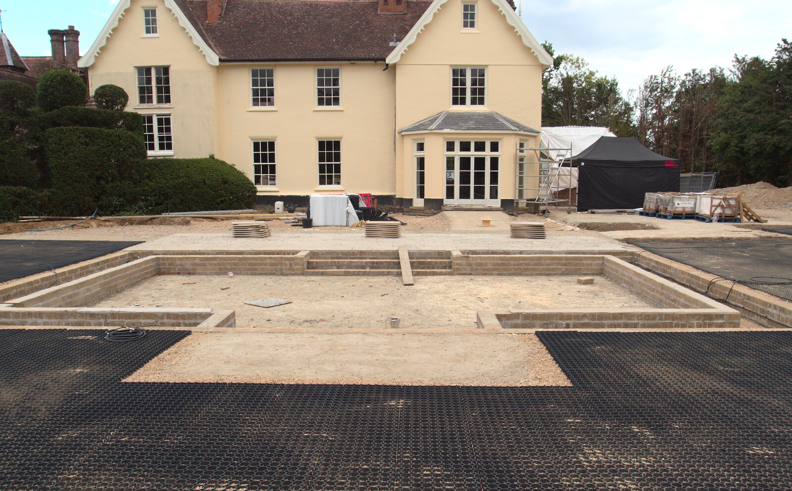 Work on the sunken patio continues from SwiftKey Innovation Days, The Haymarket, London - 27th June 2014