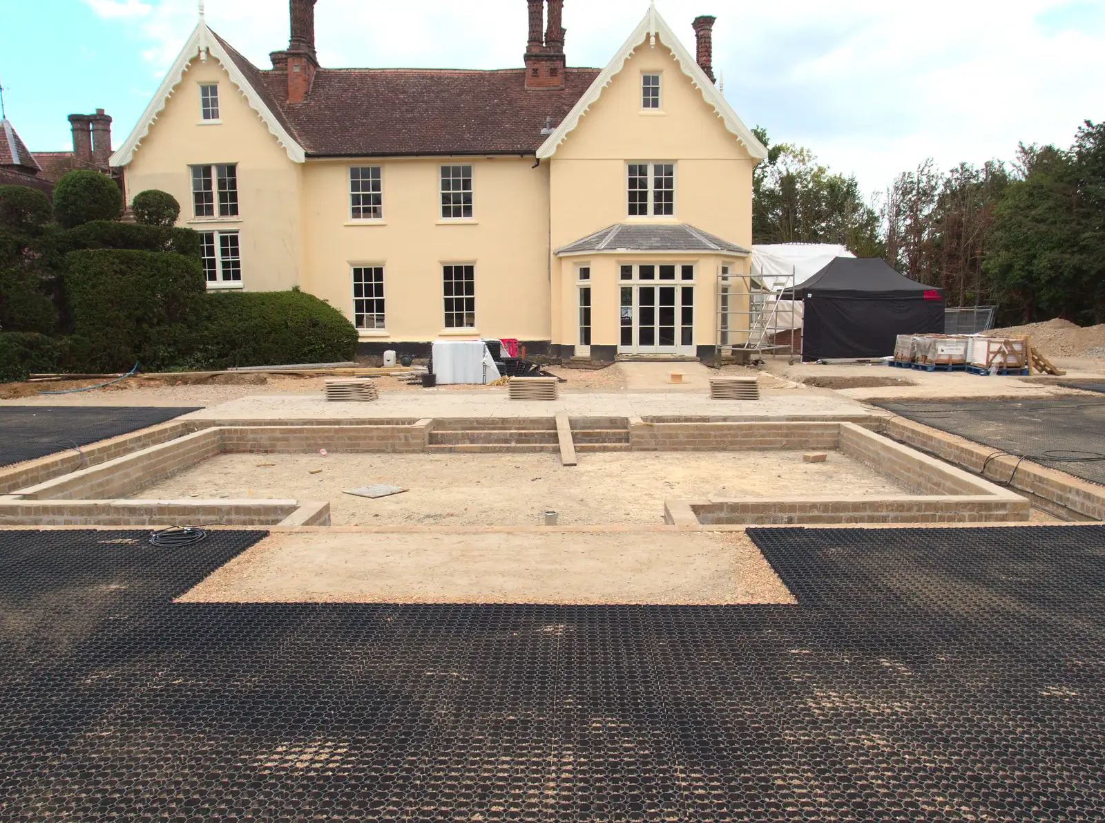 Work on the sunken patio continues, from SwiftKey Innovation Days, The Haymarket, London - 27th June 2014