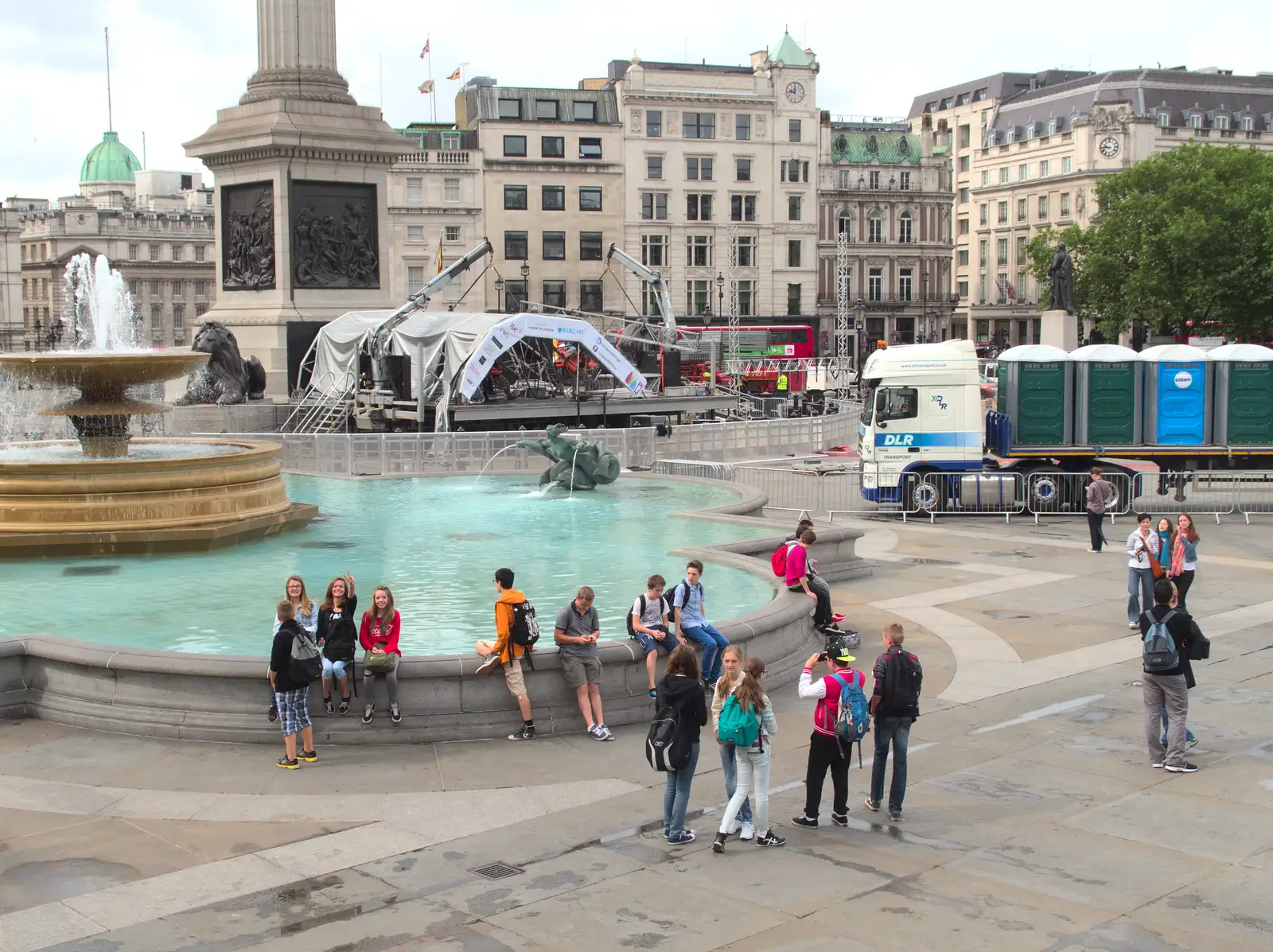 Some sort of stage is set up, from SwiftKey Innovation Days, The Haymarket, London - 27th June 2014