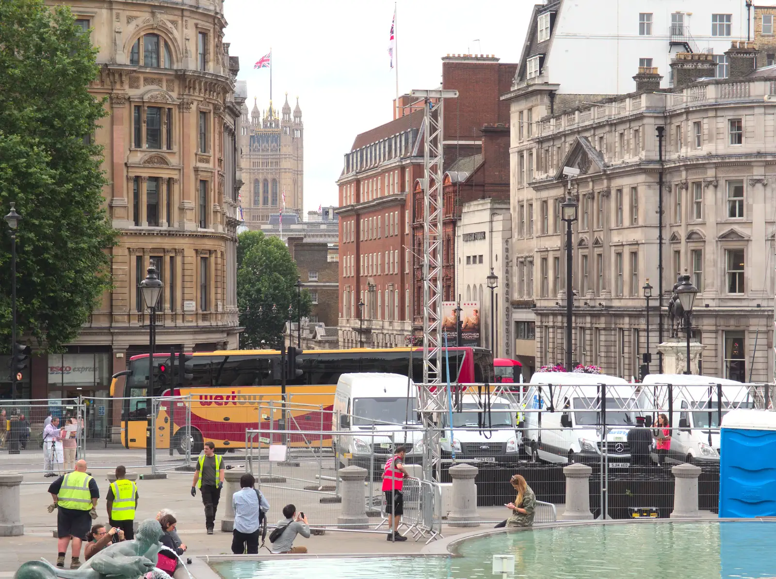 The view down Whitehall to the Elizabeth Tower, from SwiftKey Innovation Days, The Haymarket, London - 27th June 2014