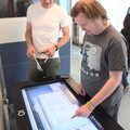 Craig plays around with a big monitor-as-table, SwiftKey Innovation Days, The Haymarket, London - 27th June 2014