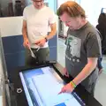 Craig plays around with a big monitor-as-table, SwiftKey Innovation Days, The Haymarket, London - 27th June 2014