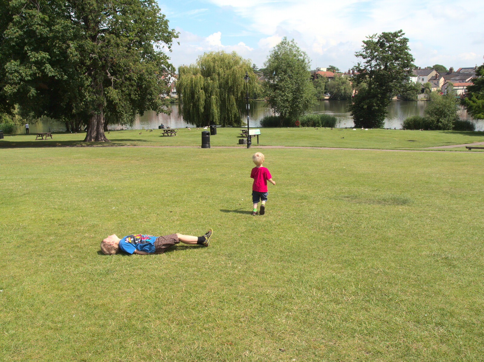 The boys in Diss Park from A Busy Day and a Church Fair, Diss, Norfolk - 28th June 2014