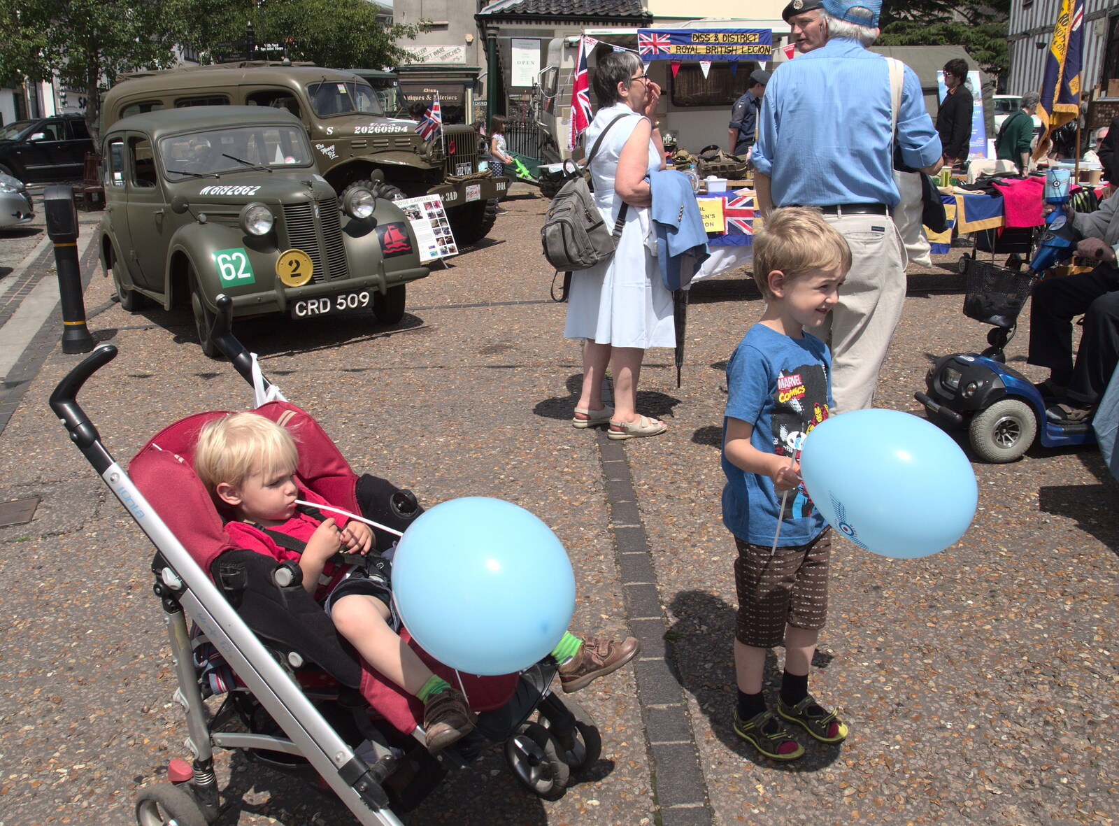 The boys have both got balloons from A Busy Day and a Church Fair, Diss, Norfolk - 28th June 2014