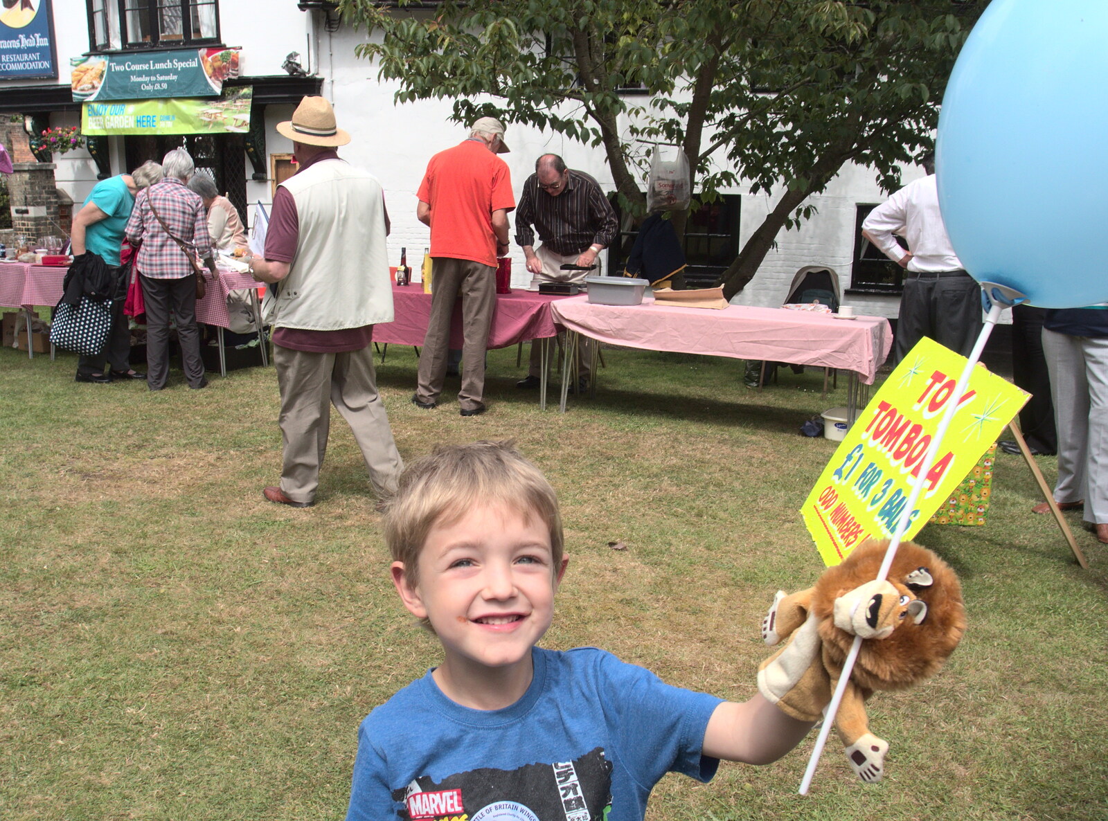 Fred's got a lion hand-puppet from A Busy Day and a Church Fair, Diss, Norfolk - 28th June 2014