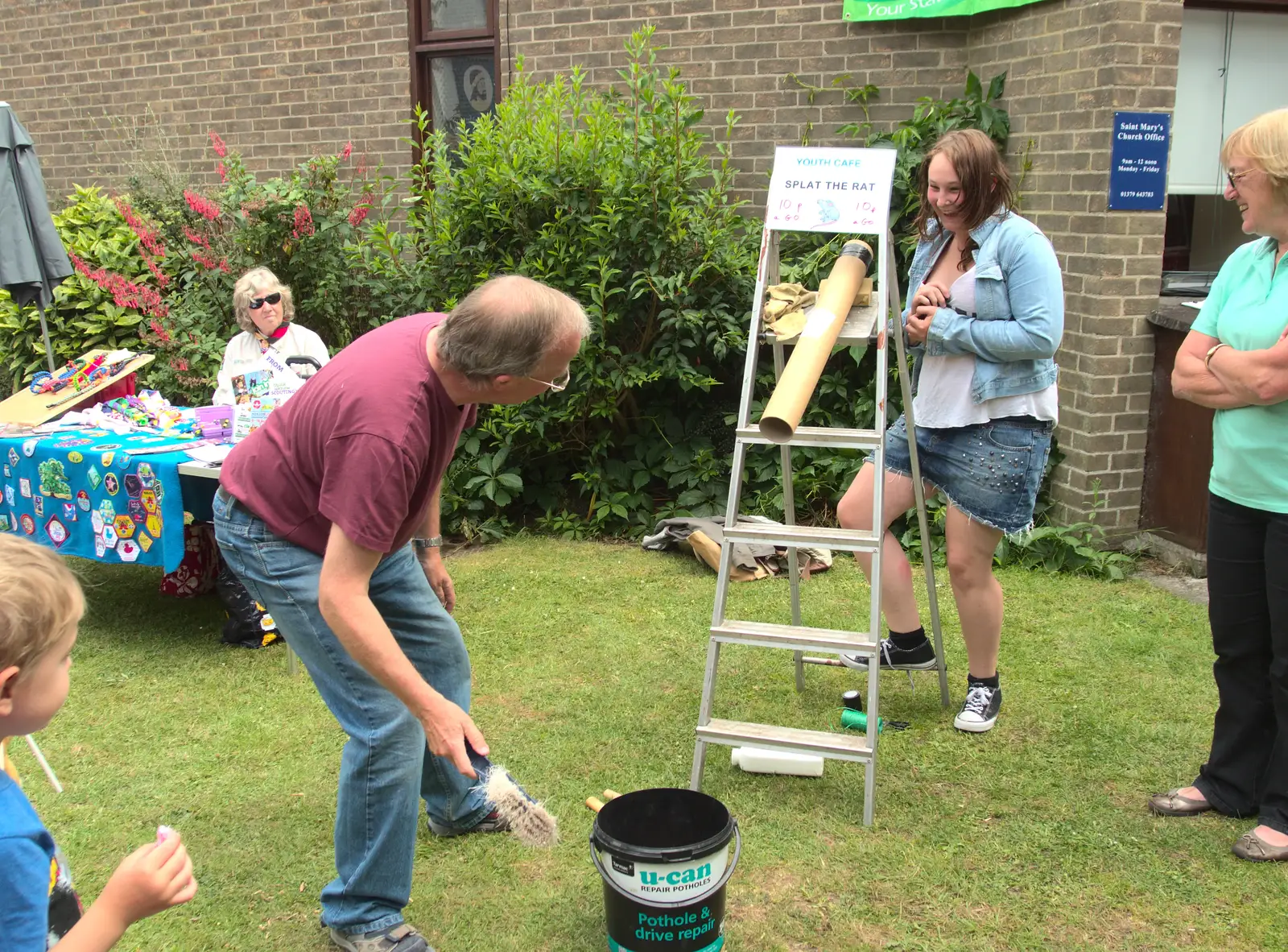 Rat-splatting action, from A Busy Day and a Church Fair, Diss, Norfolk - 28th June 2014