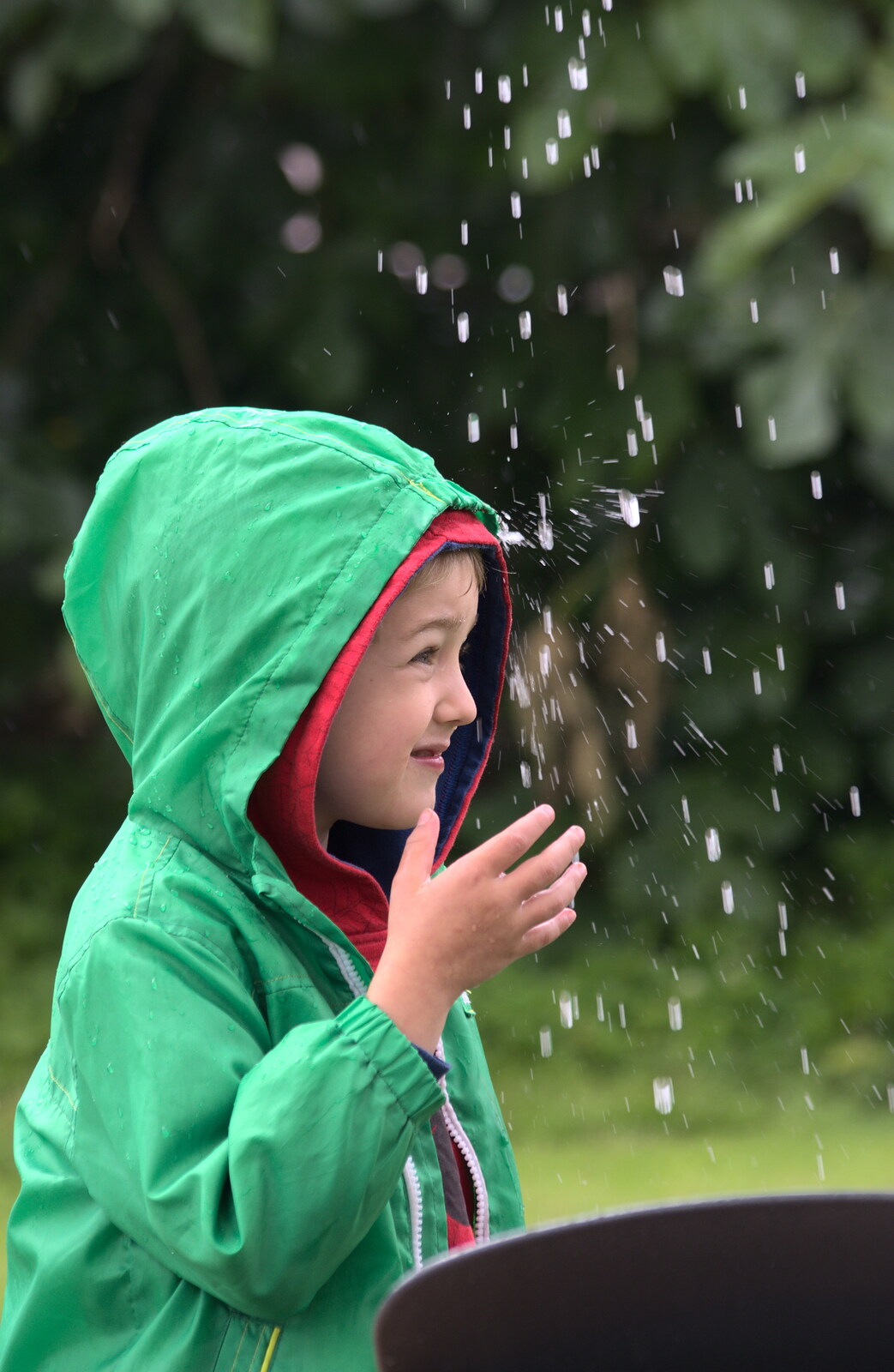 Fred's enjoying messing around in the rain from Thrandeston Pig, Little Green, Thrandeston, Suffolk - 29th June 2014