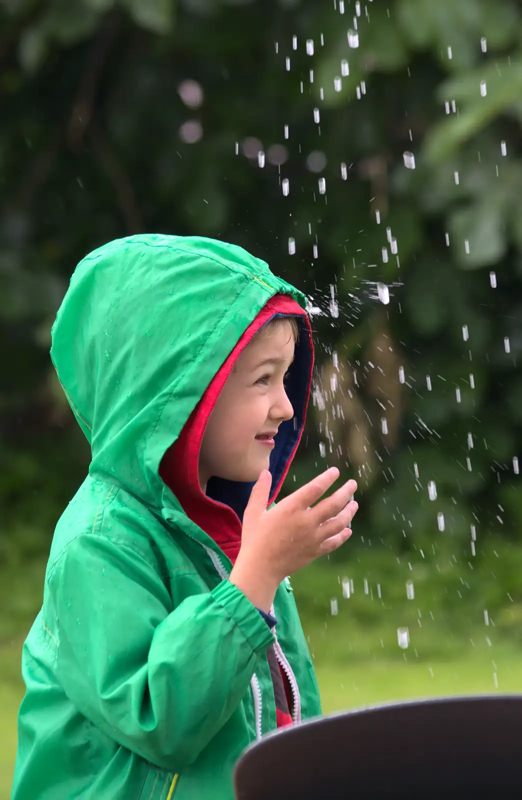 Fred's enjoying messing around in the rain, from Thrandeston Pig, Little Green, Thrandeston, Suffolk - 29th June 2014