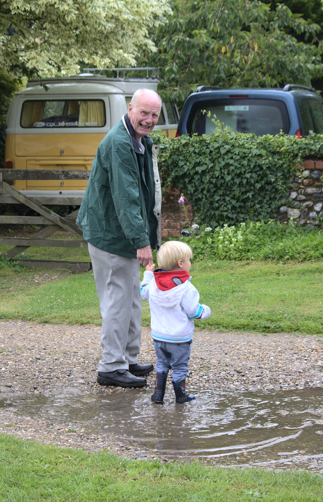 Grandad and Harry from Thrandeston Pig, Little Green, Thrandeston, Suffolk - 29th June 2014