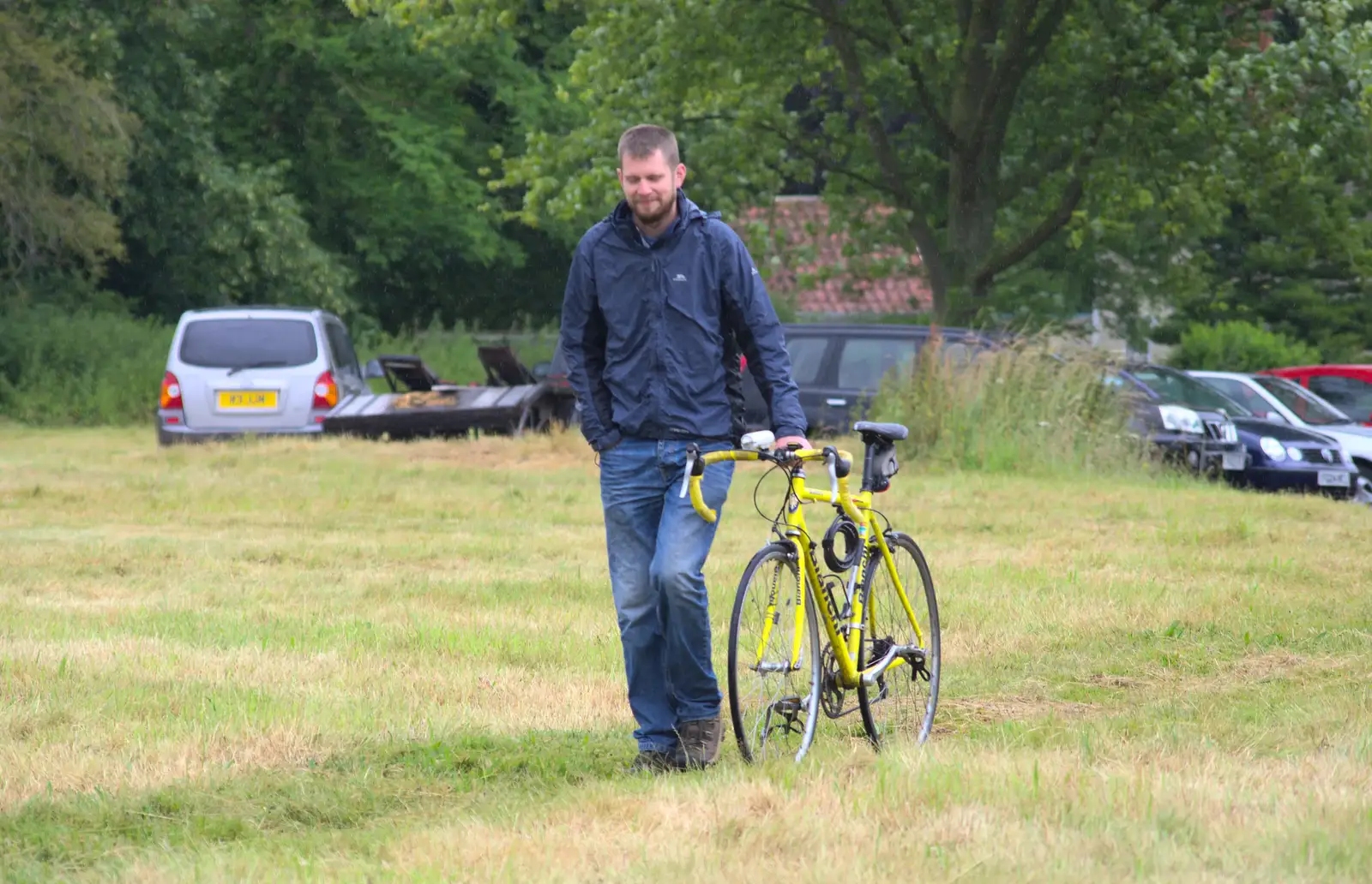 The Boy Phil trundles over the green, from Thrandeston Pig, Little Green, Thrandeston, Suffolk - 29th June 2014