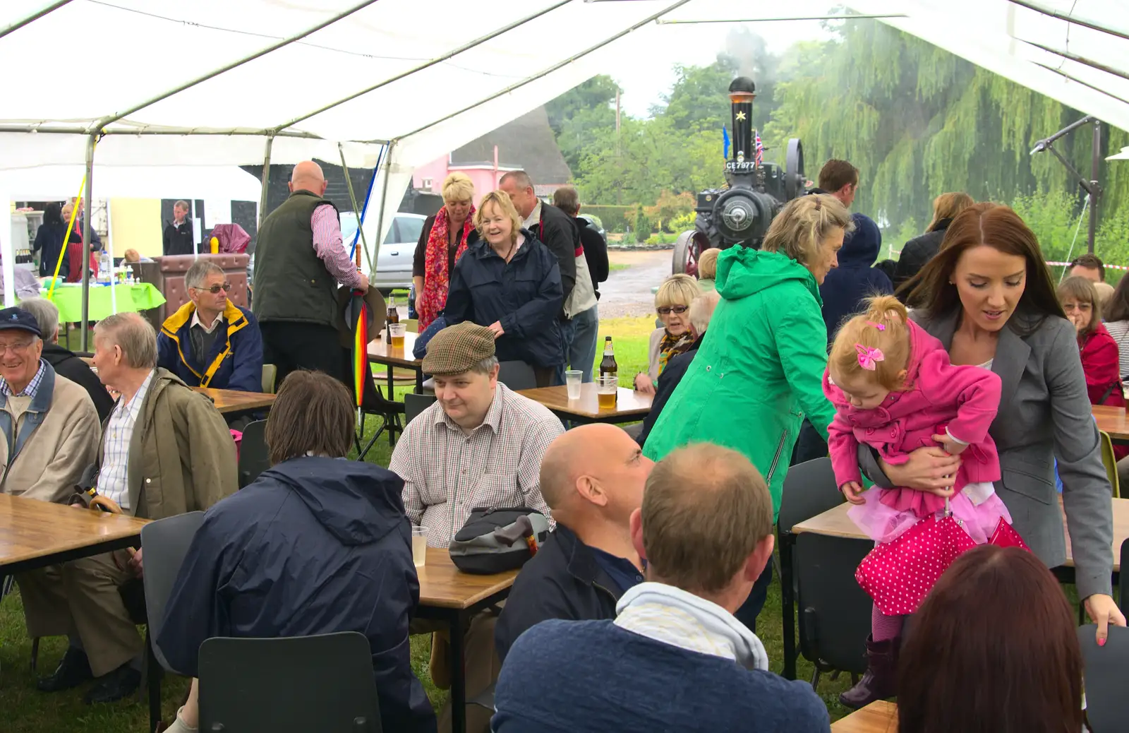 Sheltering from the rain, from Thrandeston Pig, Little Green, Thrandeston, Suffolk - 29th June 2014