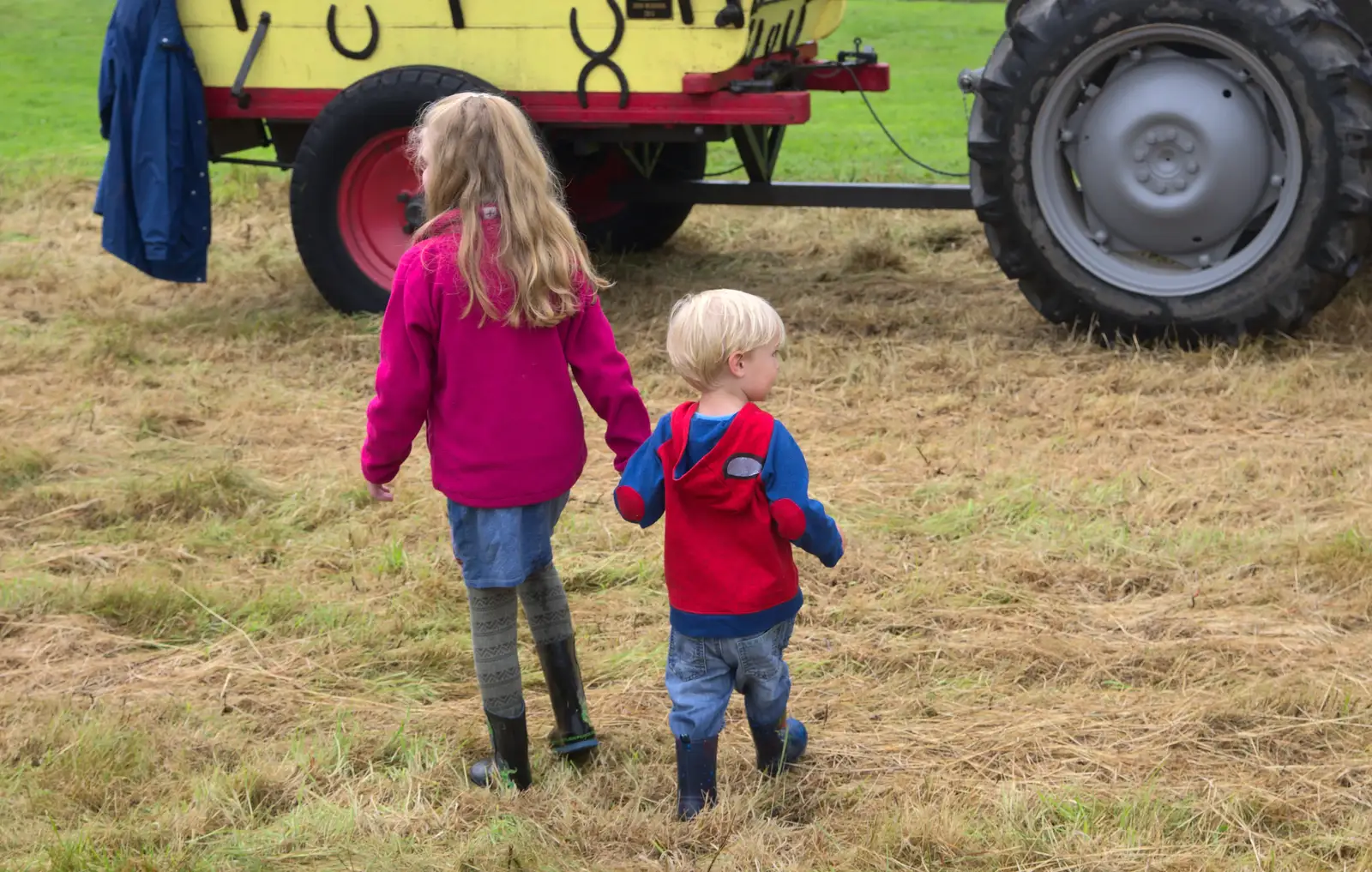 Jessica takes Harry off for a walk, from Thrandeston Pig, Little Green, Thrandeston, Suffolk - 29th June 2014