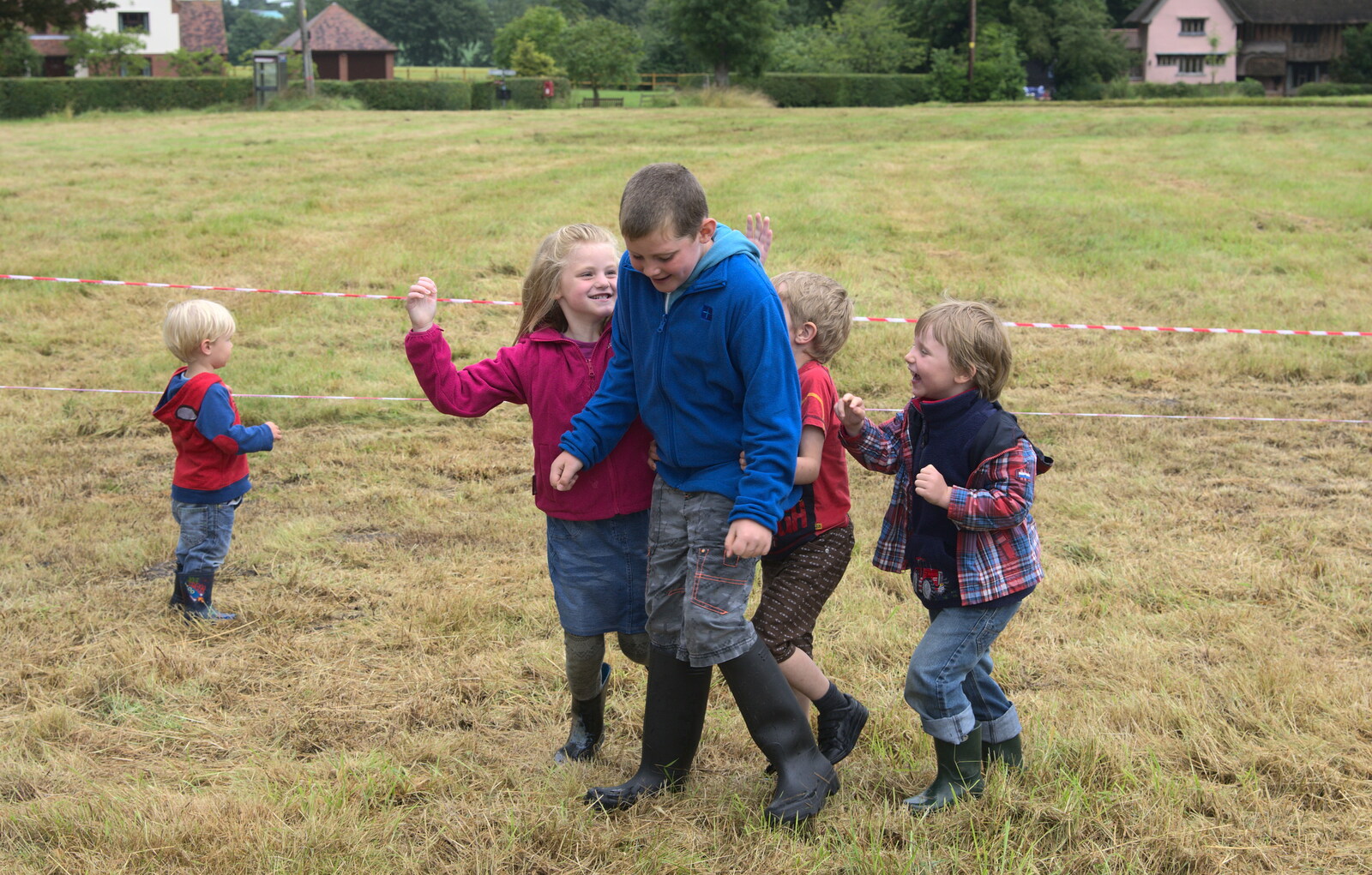 The children mess around on the green from Thrandeston Pig, Little Green, Thrandeston, Suffolk - 29th June 2014