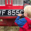 Harry plays with a number plate, Thrandeston Pig, Little Green, Thrandeston, Suffolk - 29th June 2014