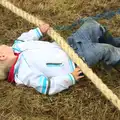 Harry is pinned under the rope, Thrandeston Pig, Little Green, Thrandeston, Suffolk - 29th June 2014