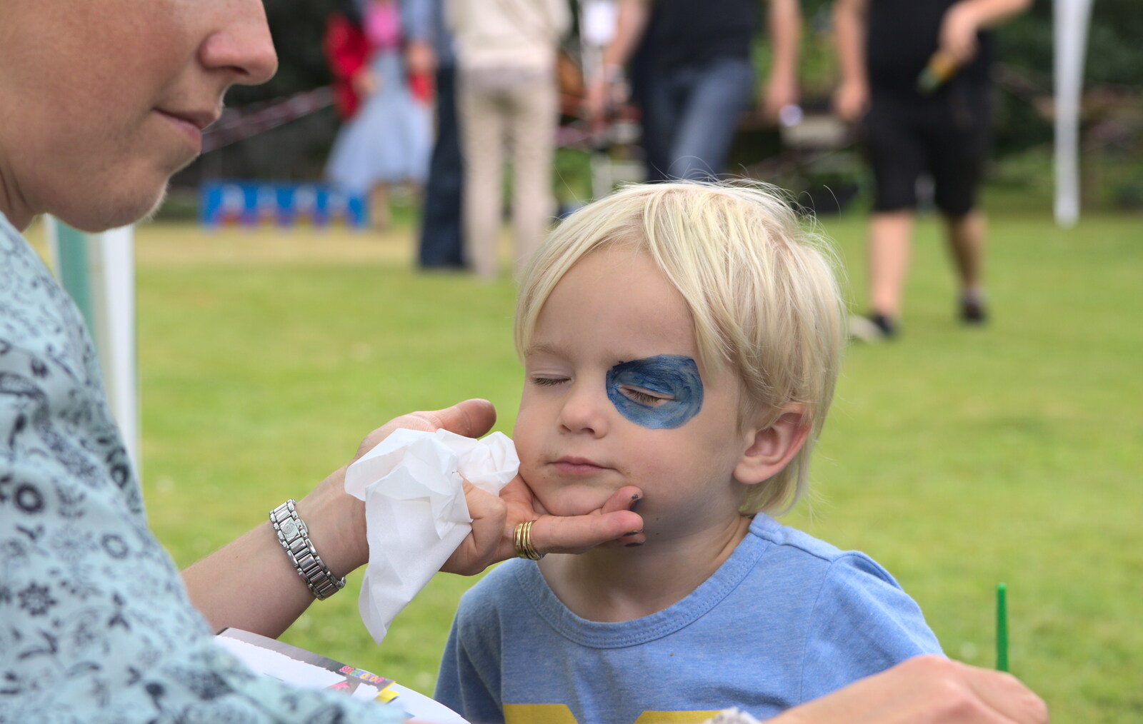 Harry gets the face paint treatment too from The Village Summer Fête, Brome, Suffolk - 5th July 2014