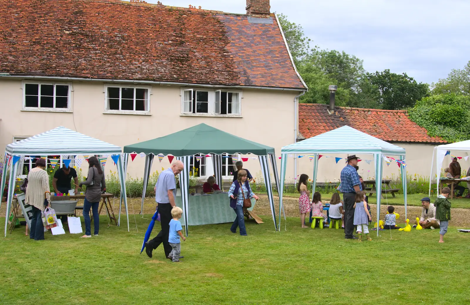 Grandad and Harry walk around, from The Village Summer Fête, Brome, Suffolk - 5th July 2014