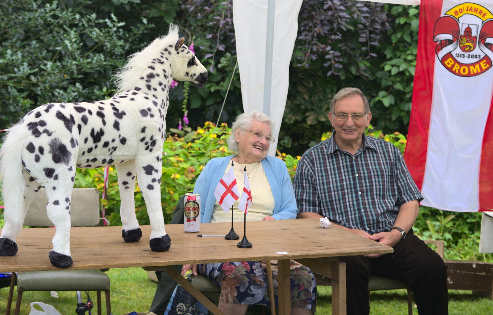 Cyril Hammond and the spotty horse from The Village Summer Fête, Brome, Suffolk - 5th July 2014