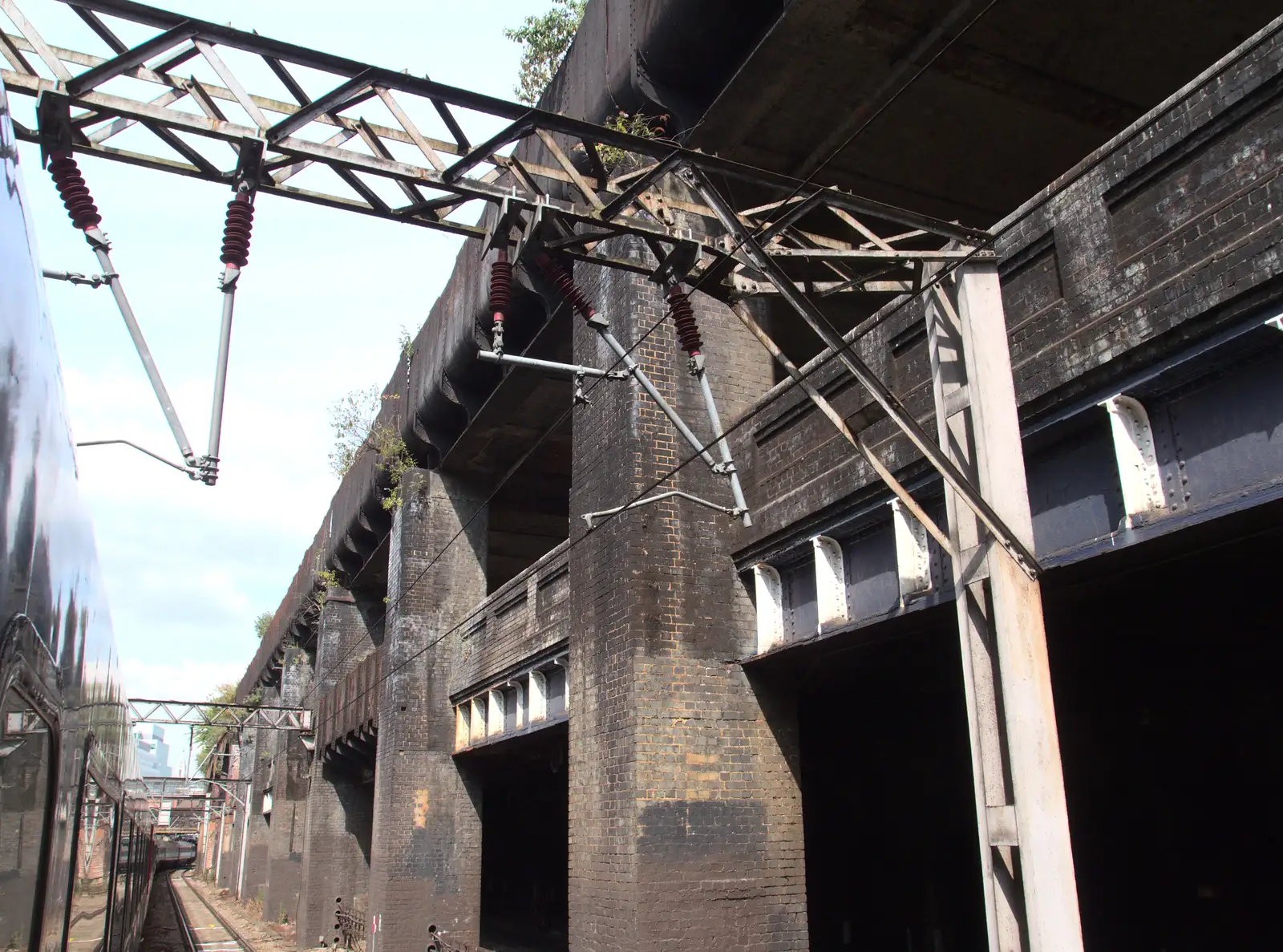 Curious constructions over the slow lines, from A Trip to Pizza Pub, Great Suffolk Street, Southwark - 8th July 2014