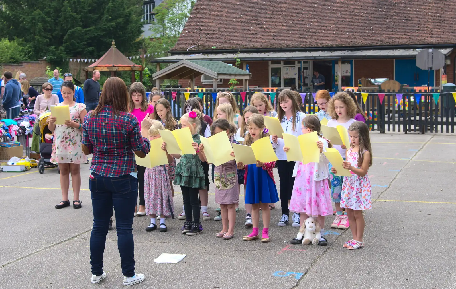 A school choir performs, from St. Peter and St. Paul's School Summer Fete, Eye, Suffolk - 12th July 2014