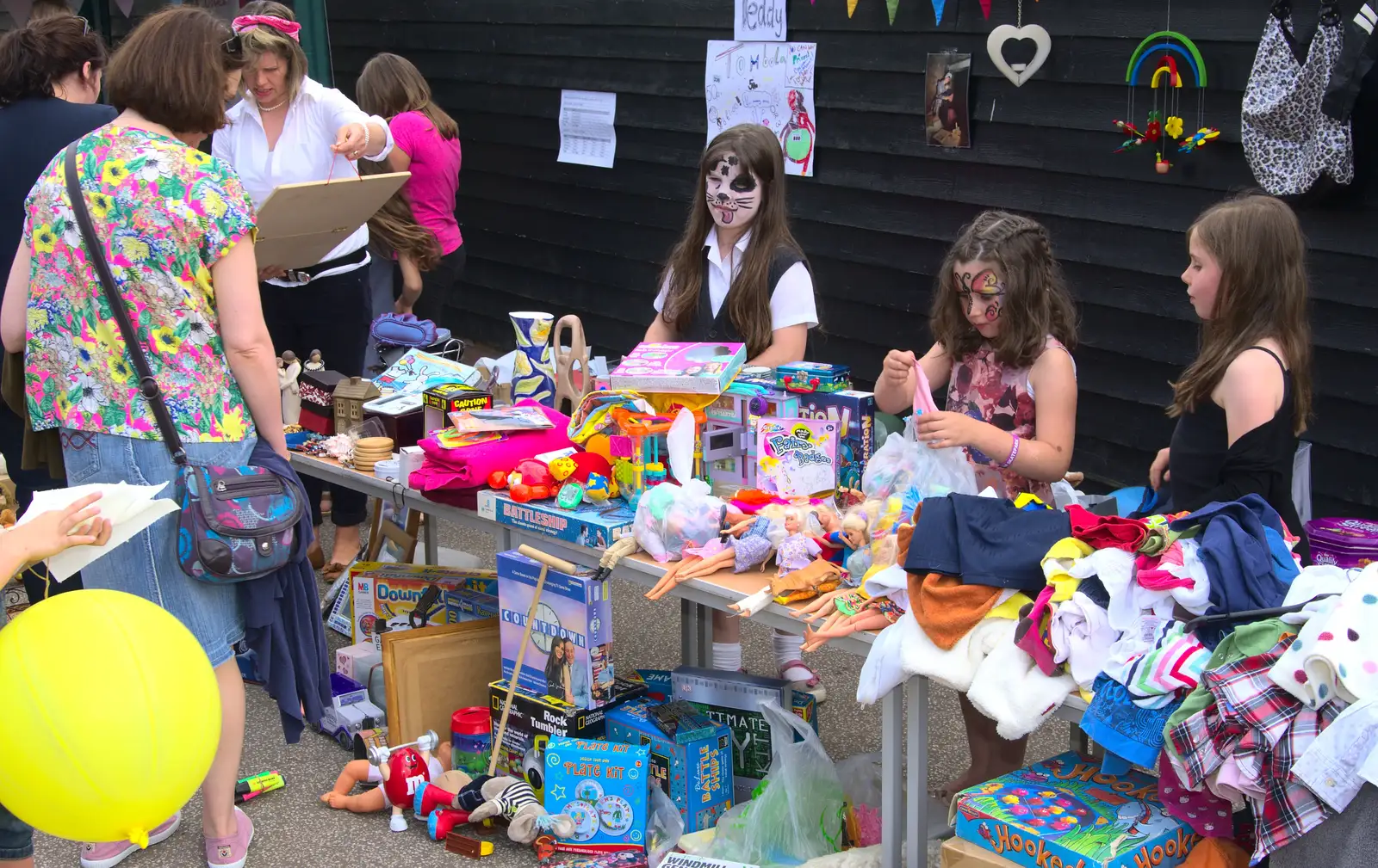 A chaotic Bric-a-brac stall, from St. Peter and St. Paul's School Summer Fete, Eye, Suffolk - 12th July 2014