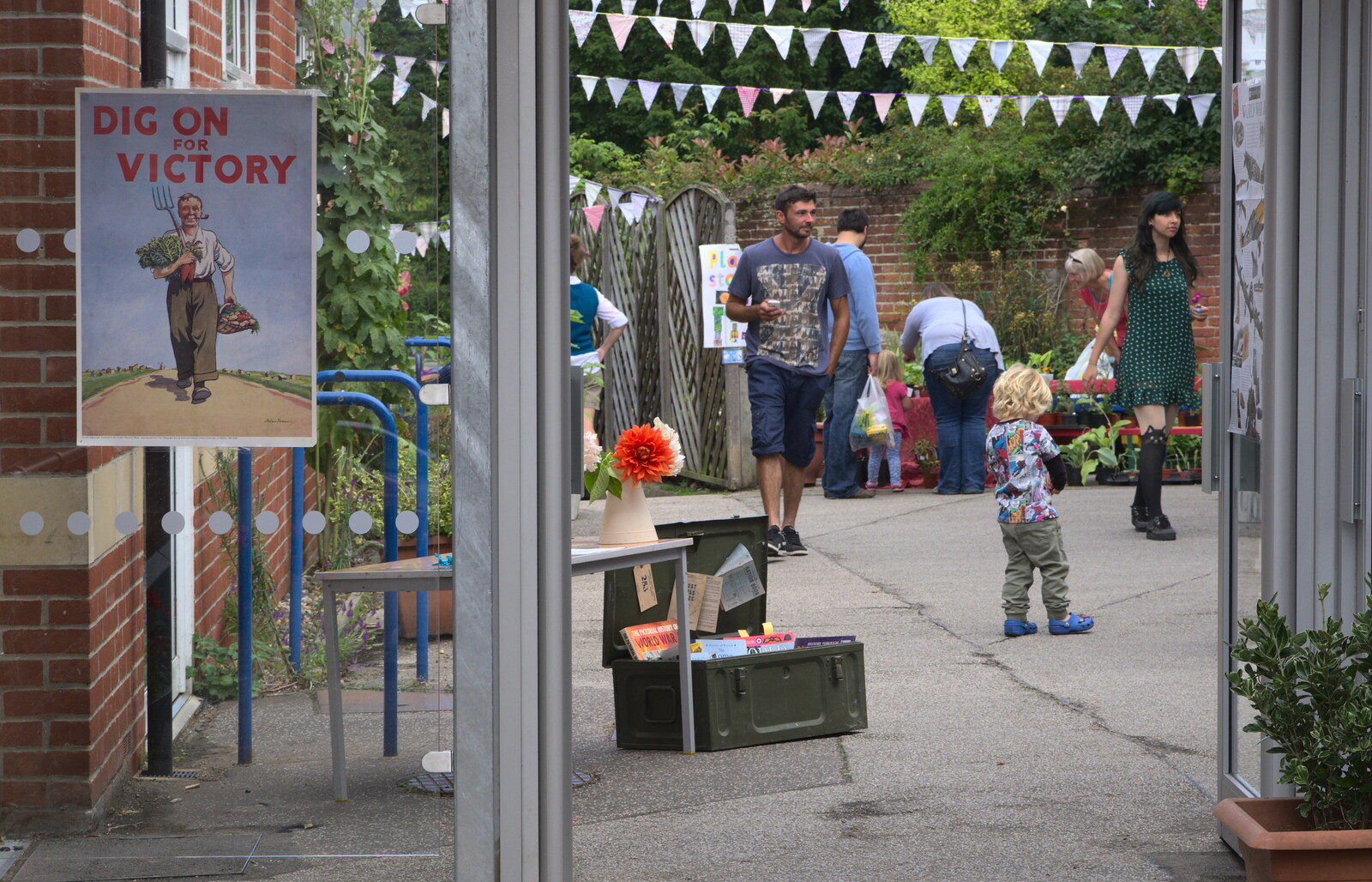 The school entrance has a wartime poster from St. Peter and St. Paul's School Summer Fete, Eye, Suffolk - 12th July 2014