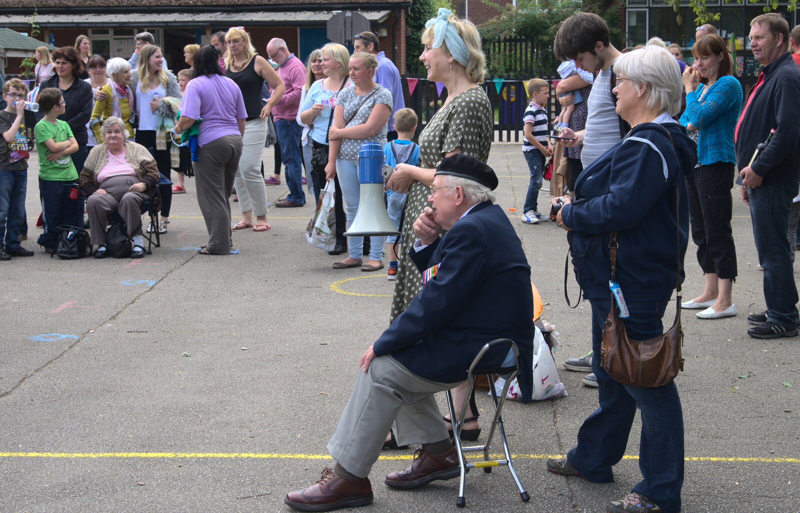 Alan King, local veteran, watches proceedings from St. Peter and St. Paul's School Summer Fete, Eye, Suffolk - 12th July 2014