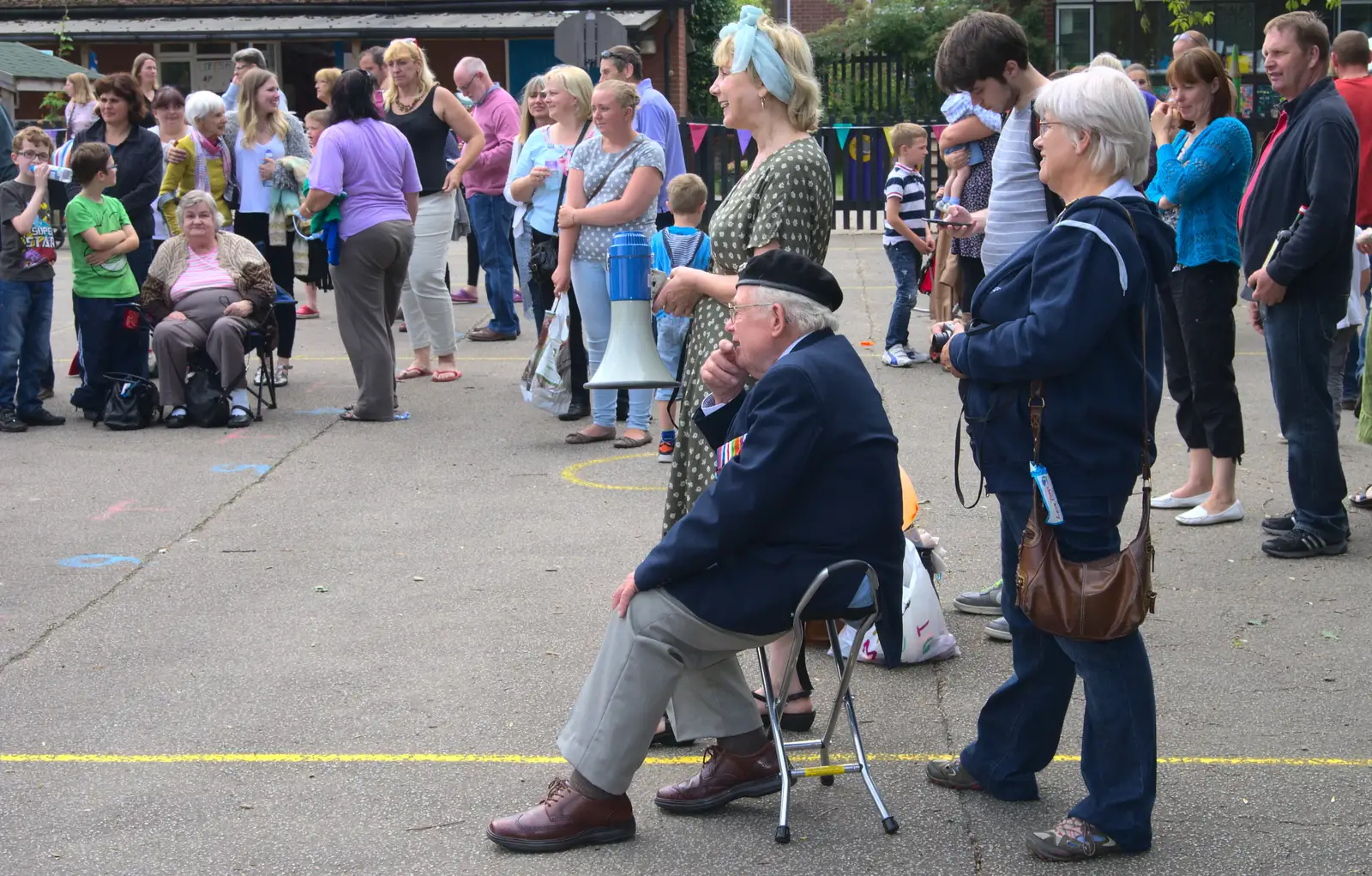 Alan King, local veteran, watches proceedings, from St. Peter and St. Paul's School Summer Fete, Eye, Suffolk - 12th July 2014