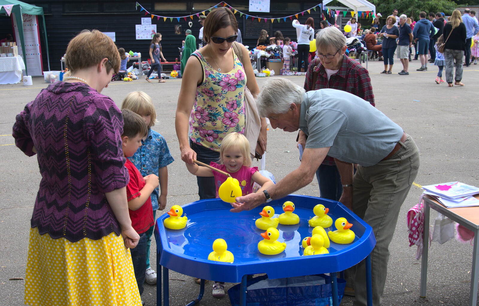 Fishing for ducks from St. Peter and St. Paul's School Summer Fete, Eye, Suffolk - 12th July 2014