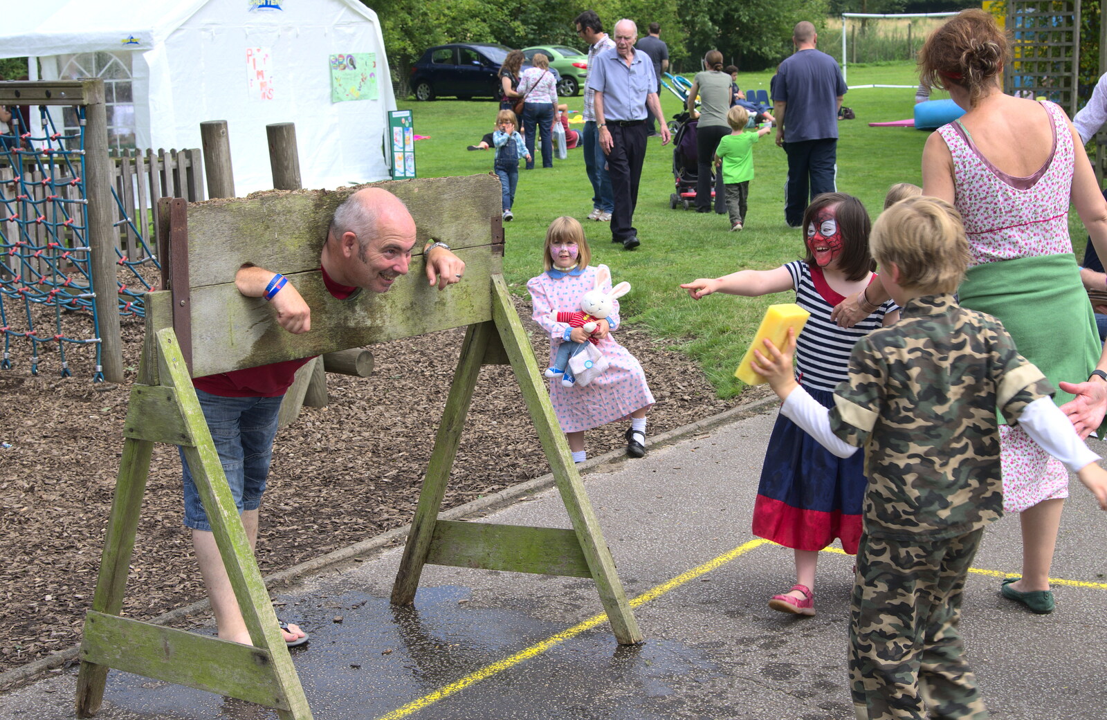 The caretaker gets a sponging from St. Peter and St. Paul's School Summer Fete, Eye, Suffolk - 12th July 2014
