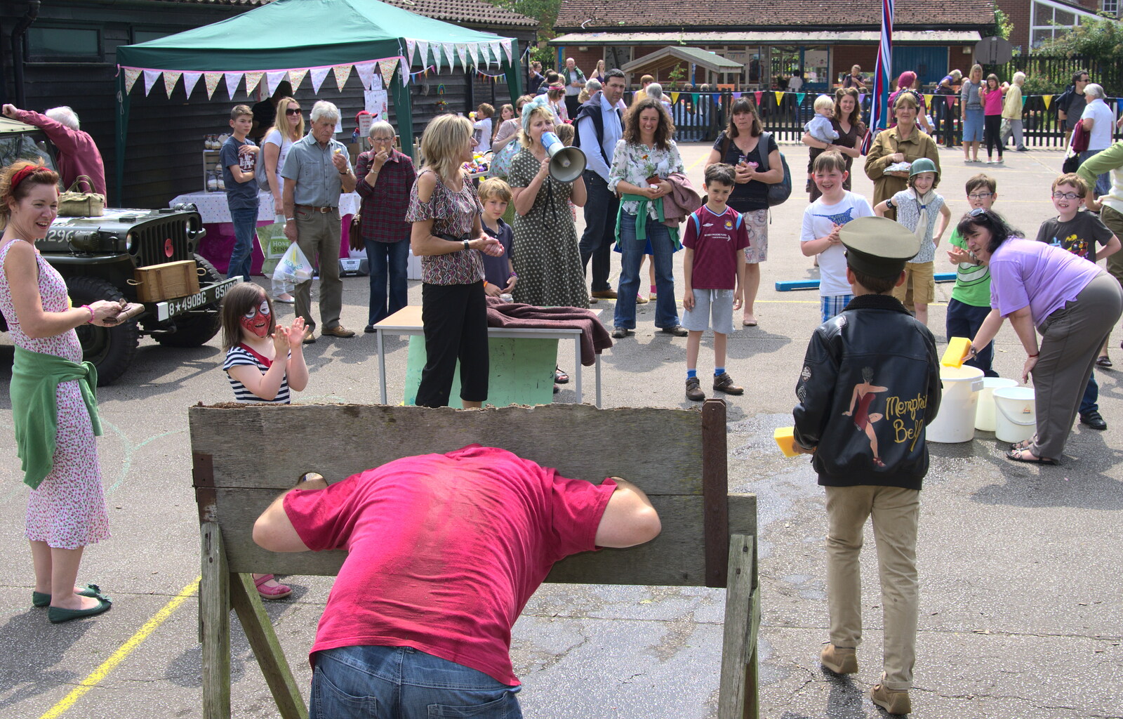 More wet sponging action from St. Peter and St. Paul's School Summer Fete, Eye, Suffolk - 12th July 2014
