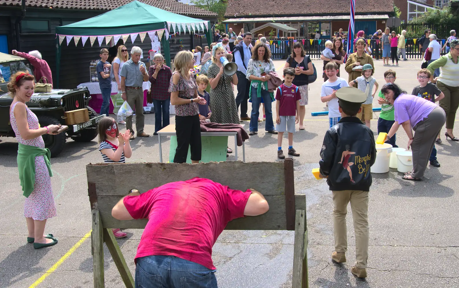 More wet sponging action, from St. Peter and St. Paul's School Summer Fete, Eye, Suffolk - 12th July 2014