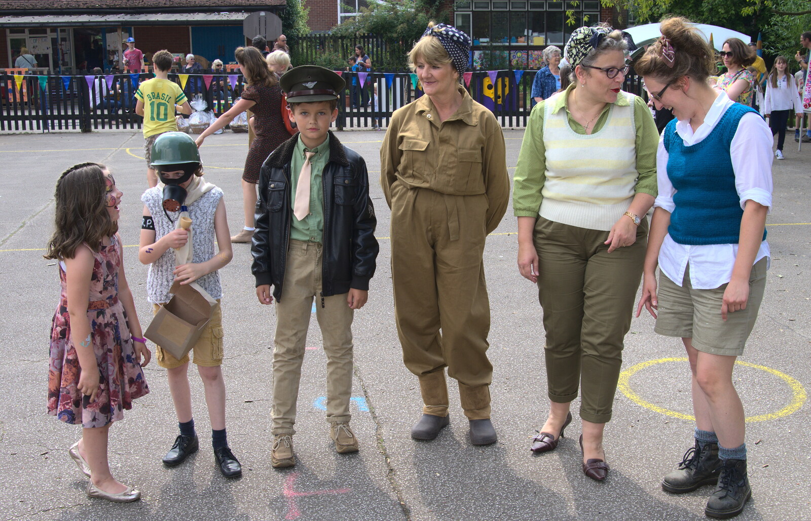 Fancy-dress contestants line up from St. Peter and St. Paul's School Summer Fete, Eye, Suffolk - 12th July 2014